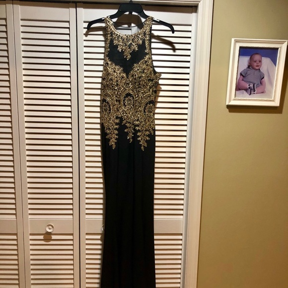 xscape dresses black and gold